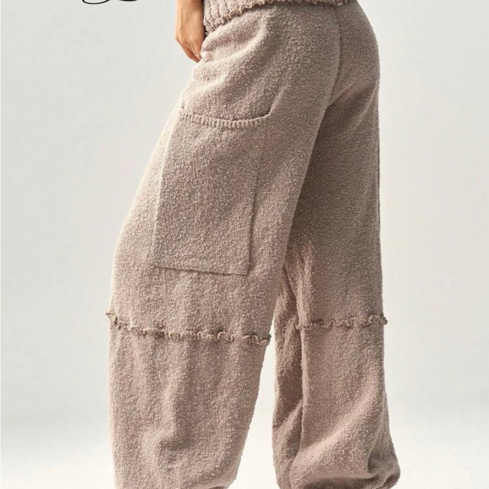 Brand NEW Bohemela BOHO Baggy Women's Taupe Knit Joggers | Cozy Oversized Sweats - Picture 5 of 7